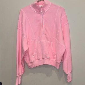 Aerie Pink Quarter-Zip Sweatshirt